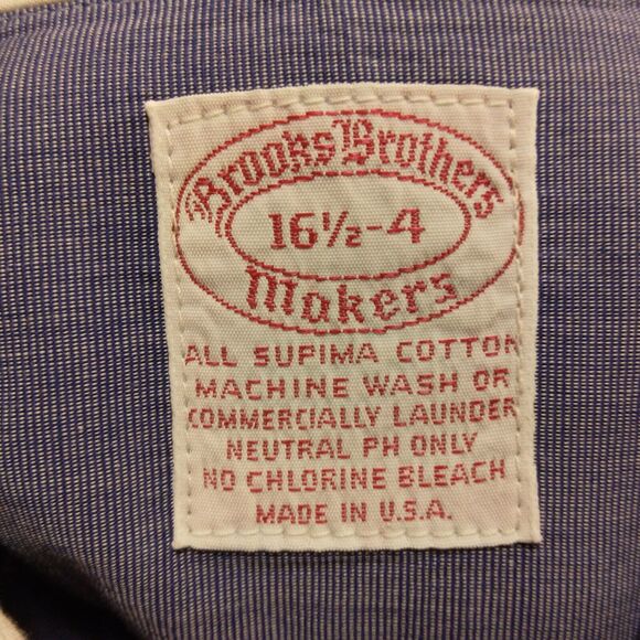 Brooks Brothers vintage Makers dress shirt mens L Large 16.5-4 blue made in USA - Picture 7 of 8